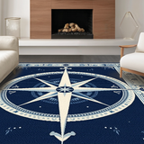 Ultra Soft Area Rug, Non Slip, Stain Resistant, Washable Area Rugs for Living Room, Bedroom, Coastal Nautical Compass Aesthetic(Blue)