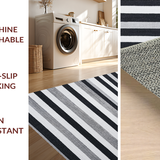 Ultra Soft Area Rug, Non Slip, Stain Resistant, Washable Area Rugs for Living Room, Bedroom, Monochrome Harmony Geometric Striped Carpet Washable Reversible Decor(Black)