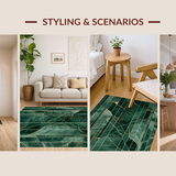 Ultra Soft Area Rug, Non Slip, Stain Resistant, Washable Area Rugs for Living Room, Bedroom, Sleek Abstract Linear Patterns(Green)