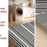 Ultra Soft Area Rug, Non Slip, Stain Resistant, Washable Area Rugs for Living Room, Bedroom, Modern Black And White Stripe Rug: Geometric Entryway Decor(Black)
