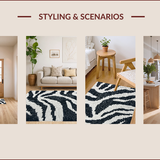 Ultra Soft Area Rug, Non Slip, Stain Resistant, Washable Area Rugs for Living Room, Bedroom, Boho Zebra Kitchen Rug for High Traffic Areas(Black)