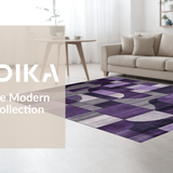 Ultra Soft Area Rug, Non Slip, Stain Resistant, Washable Area Rugs for Living Room, Bedroom, Chic Symmetrical Pattern Fusion(Purple)