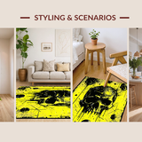 Ultra Soft Area Rug, Non Slip, Stain Resistant, Washable Area Rugs for Living Room, Bedroom, Bold Contrast Cartoon Skull Aesthetic(Yellow)