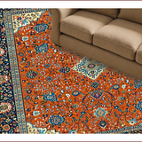 Ultra Soft Area Rug, Non Slip, Stain Resistant, Washable Area Rugs for Living Room, Bedroom, Vibrant High-Low Textured Motif(Orange)