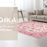 Ultra Soft Area Rug, Non Slip, Stain Resistant, Washable Area Rugs for Living Room, Bedroom, Elegant Diamond Trellis Aesthetic(Pink)