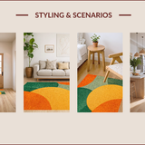 Ultra Soft Area Rug, Non Slip, Stain Resistant, Washable Area Rugs for Living Room, Bedroom, Abstract Geometric Striped(Orange)