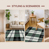 Ultra Soft Area Rug, Non Slip, Stain Resistant, Washable Area Rugs for Living Room, Bedroom, Chic Rustic Plaid Aesthetic(Gray)