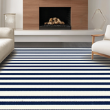 Ultra Soft Area Rug, Non Slip, Stain Resistant, Washable Area Rugs for Living Room, Bedroom, Striking Classic Horizontal Lines(Blue)