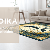 Ultra Soft Area Rug, Non Slip, Stain Resistant, Washable Area Rugs for Living Room, Bedroom, Rustic Ocean Wave Motif(Gold)
