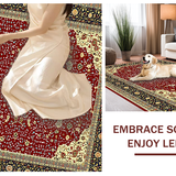 Ultra Soft Area Rug, Non Slip, Stain Resistant, Washable Area Rugs for Living Room, Bedroom, Glamorous Deep Red Trellis Pattern(Red)