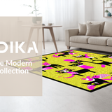 Ultra Soft Area Rug, Non Slip, Stain Resistant, Washable Area Rugs for Living Room, Bedroom, Bold Graphic Black Cat Print(Yellow)