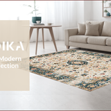 Ultra Soft Area Rug, Non Slip, Stain Resistant, Washable Area Rugs for Living Room, Bedroom, Chic Neutral Toned Leaf Patterns(Ivory)
