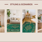Ultra Soft Area Rug, Non Slip, Stain Resistant, Washable Area Rugs for Living Room, Bedroom, Rustic Warm Toned Tribal Motif(Green)