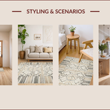 Ultra Soft Area Rug, Non Slip, Stain Resistant, Washable Area Rugs for Living Room, Bedroom, Chic Neutral Toned Diamond Motif(Beige)