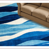 Ultra Soft Area Rug, Non Slip, Stain Resistant, Washable Area Rugs for Living Room, Bedroom, Vibrant Seaside Fluid Design(Blue)