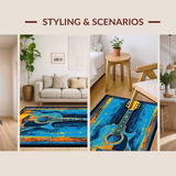 Artistic Round Guitar Motif(Blue)