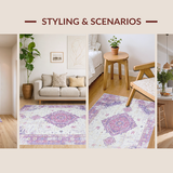 Ultra Soft Area Rug, Non Slip, Stain Resistant, Washable Area Rugs for Living Room, Bedroom, Contemporary Abstract Lattice Arrangement(Purple)