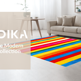 Ultra Soft Area Rug, Non Slip, Stain Resistant, Washable Area Rugs for Living Room, Bedroom, Fun Cheerful Stripe Fusion(Red)