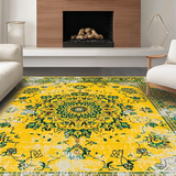 Ultra Soft Area Rug, Non Slip, Stain Resistant, Washable Area Rugs for Living Room, Bedroom, Vivid Tropical Botanical Motif(Yellow)