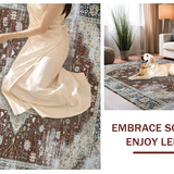 Ultra Soft Area Rug, Non Slip, Stain Resistant, Washable Area Rugs for Living Room, Bedroom, Transitional Warm Tone Patterns(Brown)