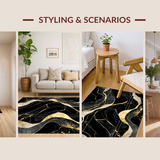 Ultra Soft Area Rug, Non Slip, Stain Resistant, Washable Area Rugs for Living Room, Bedroom, Sleek Abstract Minimalist Appeal(Black)