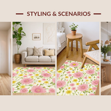Ultra Soft Area Rug, Non Slip, Stain Resistant, Washable Area Rugs for Living Room, Bedroom, Whimsical Floral Rustic Charm(Pink)
