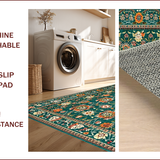 Ultra Soft Area Rug, Non Slip, Stain Resistant, Washable Area Rugs for Living Room, Bedroom, Lush Green Boho Artistry Pattern(Blue)