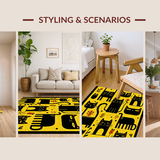 Ultra Soft Area Rug, Non Slip, Stain Resistant, Washable Area Rugs for Living Room, Bedroom, Elegant Black and Yellow Contrast(Yellow)