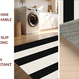 Ultra Soft Area Rug, Non Slip, Stain Resistant, Washable Area Rugs for Living Room, Bedroom, KaHouen Striped Pattern Rug(Black)