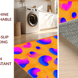 Ultra Soft Area Rug, Non Slip, Stain Resistant, Washable Area Rugs for Living Room, Bedroom, Bright Multicolor Fluid Design(Orange)