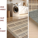 Ultra Soft Area Rug, Non Slip, Stain Resistant, Washable Area Rugs for Living Room, Bedroom, Rustic Brown Abstract Geometry(Beige)