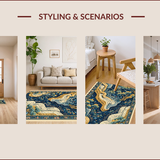 Ultra Soft Area Rug, Non Slip, Stain Resistant, Washable Area Rugs for Living Room, Bedroom, Colorful Tibetan Tiger Living Room Non-Slip Rug(Blue)