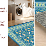 Ultra Soft Area Rug, Non Slip, Stain Resistant, Washable Area Rugs for Living Room, Bedroom, Coastal Blue Coral Motif(Blue)