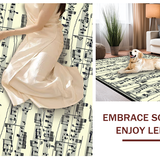 Ultra Soft Area Rug, Non Slip, Stain Resistant, Washable Area Rugs for Living Room, Bedroom, Eclectic Vintage Music Notes Motif(Black)