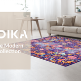 Ultra Soft Area Rug, Non Slip, Stain Resistant, Washable Area Rugs for Living Room, Bedroom, Playful Vintage Trellis Effect(Purple)