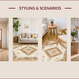 Ultra Soft Area Rug, Non Slip, Stain Resistant, Washable Area Rugs for Living Room, Bedroom, Vintage Neutral Living Room Hand-Tufted Distressed Rug(Beige)