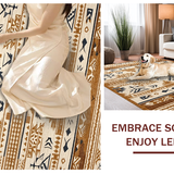 Ultra Soft Area Rug, Non Slip, Stain Resistant, Washable Area Rugs for Living Room, Bedroom, Cultural Heritage Geometric Motif(Beige)