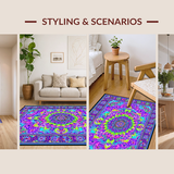 Ultra Soft Area Rug, Non Slip, Stain Resistant, Washable Area Rugs for Living Room, Bedroom, Vivid Hippie Artful Geometry(Purple)