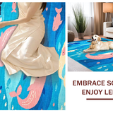 Ultra Soft Area Rug, Non Slip, Stain Resistant, Washable Area Rugs for Living Room, Bedroom, Charming Aquatic Fantasy Aesthetic(Blue)