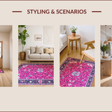 Ultra Soft Area Rug, Non Slip, Stain Resistant, Washable Area Rugs for Living Room, Bedroom, Rustic Hot Pink Trellis Charm(Red)