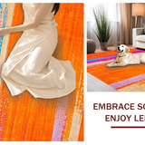 Ultra Soft Area Rug, Non Slip, Stain Resistant, Washable Area Rugs for Living Room, Bedroom, Vibrant Abstract Splash Art(Orange)