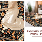 Ultra Soft Area Rug, Non Slip, Stain Resistant, Washable Area Rugs for Living Room, Bedroom, Whimsical Floral Insect Aesthetic(Black)