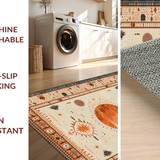 Ultra Soft Area Rug, Non Slip, Stain Resistant, Washable Area Rugs for Living Room, Bedroom, Contemporary Lattice Line Aesthetics(Orange)