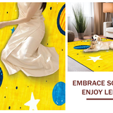 Ultra Soft Area Rug, Non Slip, Stain Resistant, Washable Area Rugs for Living Room, Bedroom, Orbiting Brightly Colored Elements(Yellow)