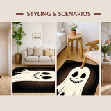 Ultra Soft Area Rug, Non Slip, Stain Resistant, Washable Area Rugs for Living Room, Bedroom, Cute Spooky Character Style Mat(White)