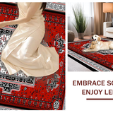 Ultra Soft Area Rug, Non Slip, Stain Resistant, Washable Area Rugs for Living Room, Bedroom, Eclectic Gray Tiled Sound Patterns(Red)