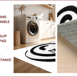 Ultra Soft Area Rug, Non Slip, Stain Resistant, Washable Area Rugs for Living Room, Bedroom, Round Yin Yang Cat Rug for Bathroom Decor(Black)