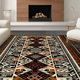 Ultra Soft Area Rug, Non Slip, Stain Resistant, Washable Area Rugs for Living Room, Bedroom, Vibrant Earth Tones with Tribal Motifs(Brown)