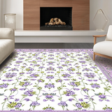 Ultra Soft Area Rug, Non Slip, Stain Resistant, Washable Area Rugs for Living Room, Bedroom, Charming Spring Floral Aesthetic(White)