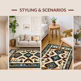 Ultra Soft Area Rug, Non Slip, Stain Resistant, Washable Area Rugs for Living Room, Bedroom, Elegant Vintage Aztec Textile Design(Beige)